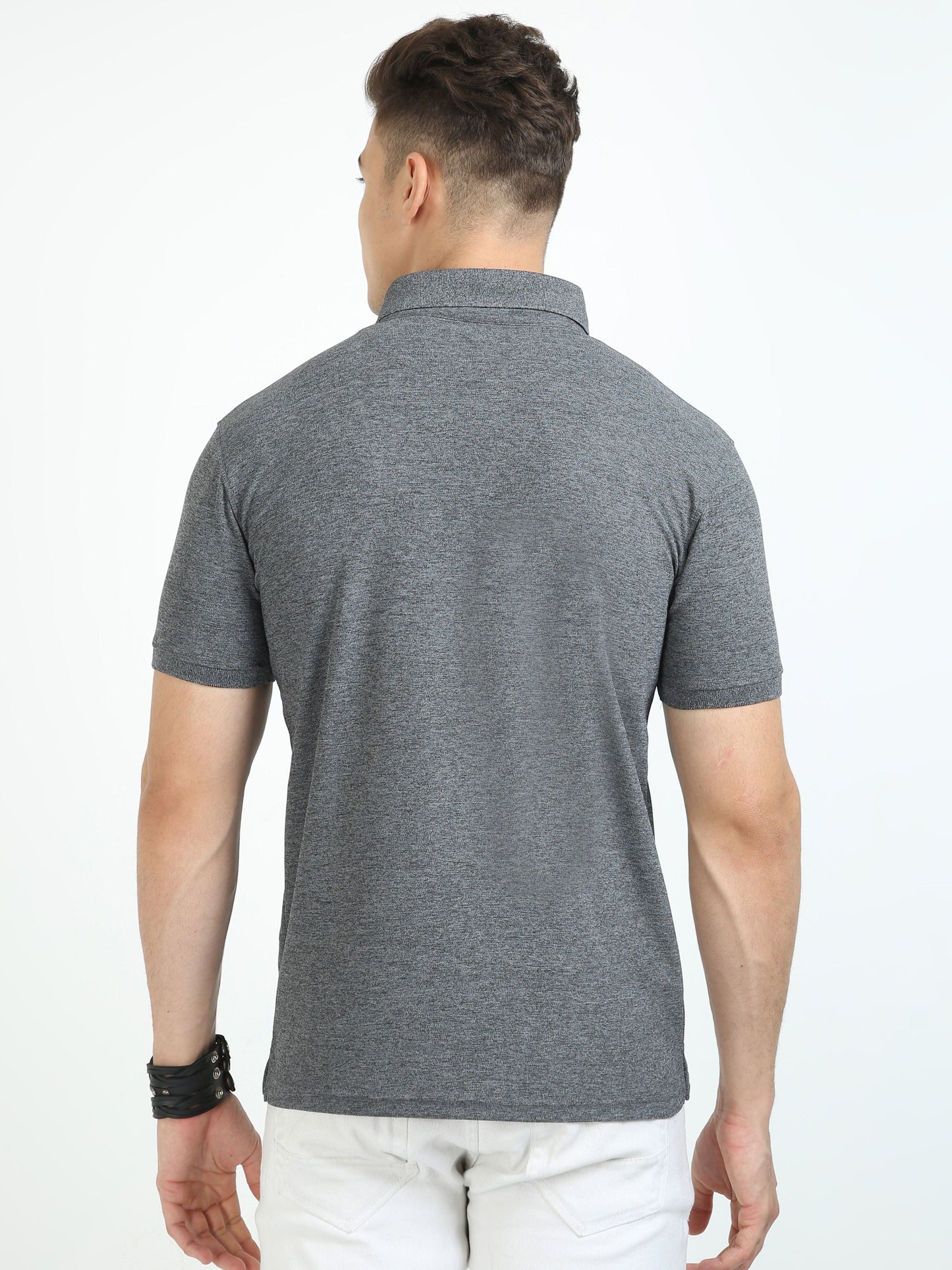 Charcoal Grey Melange Men's Polo T-shirt