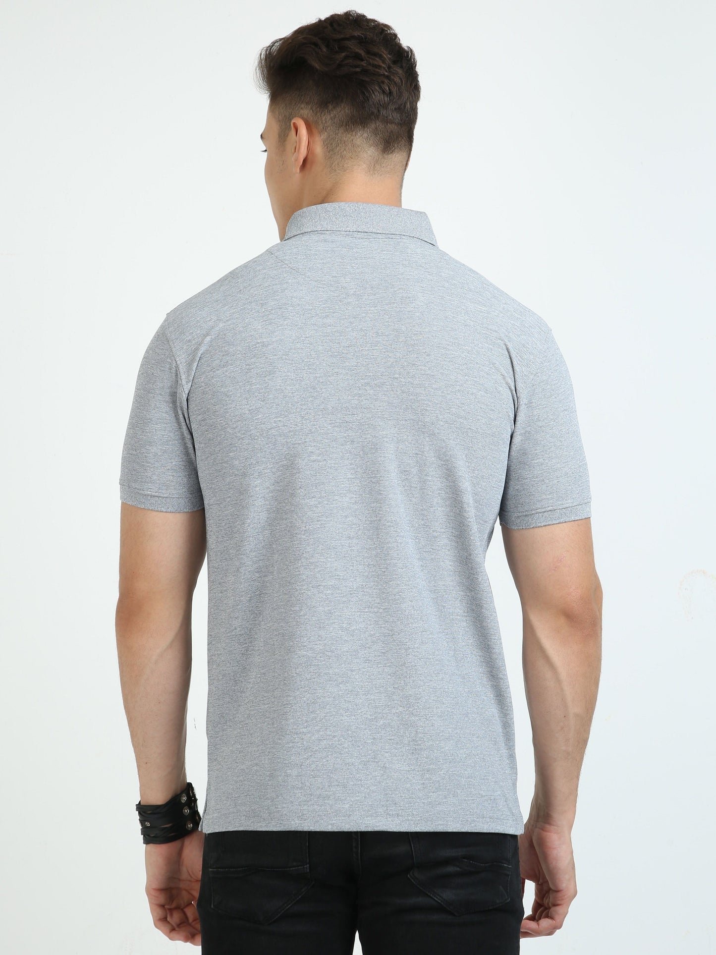 Grey Melange Men's Polo T-shirt