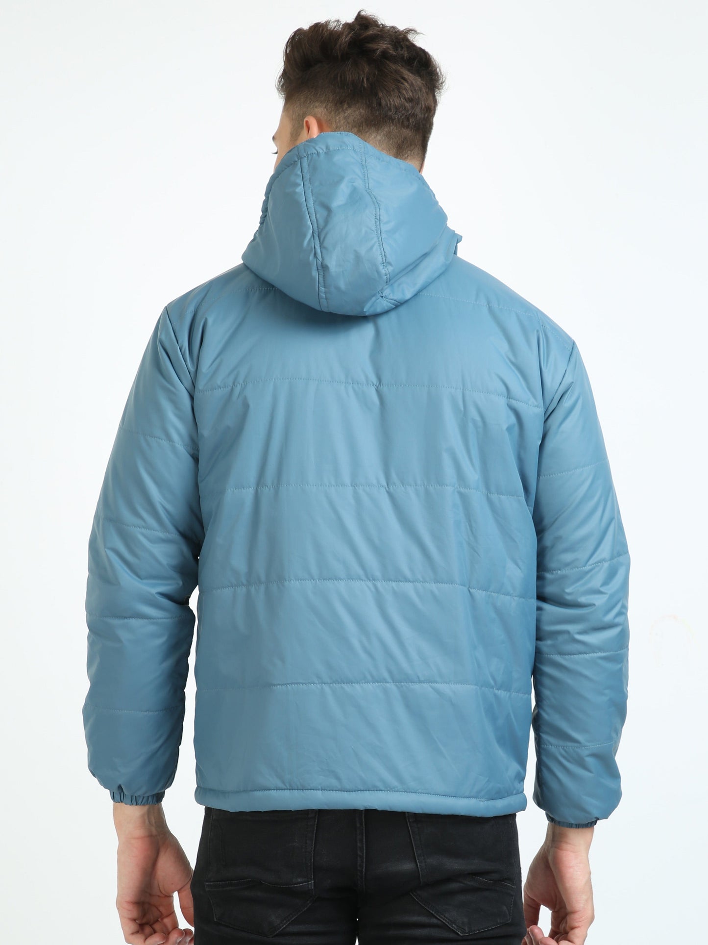 Air Force Blue Bomber With Hood Jacket