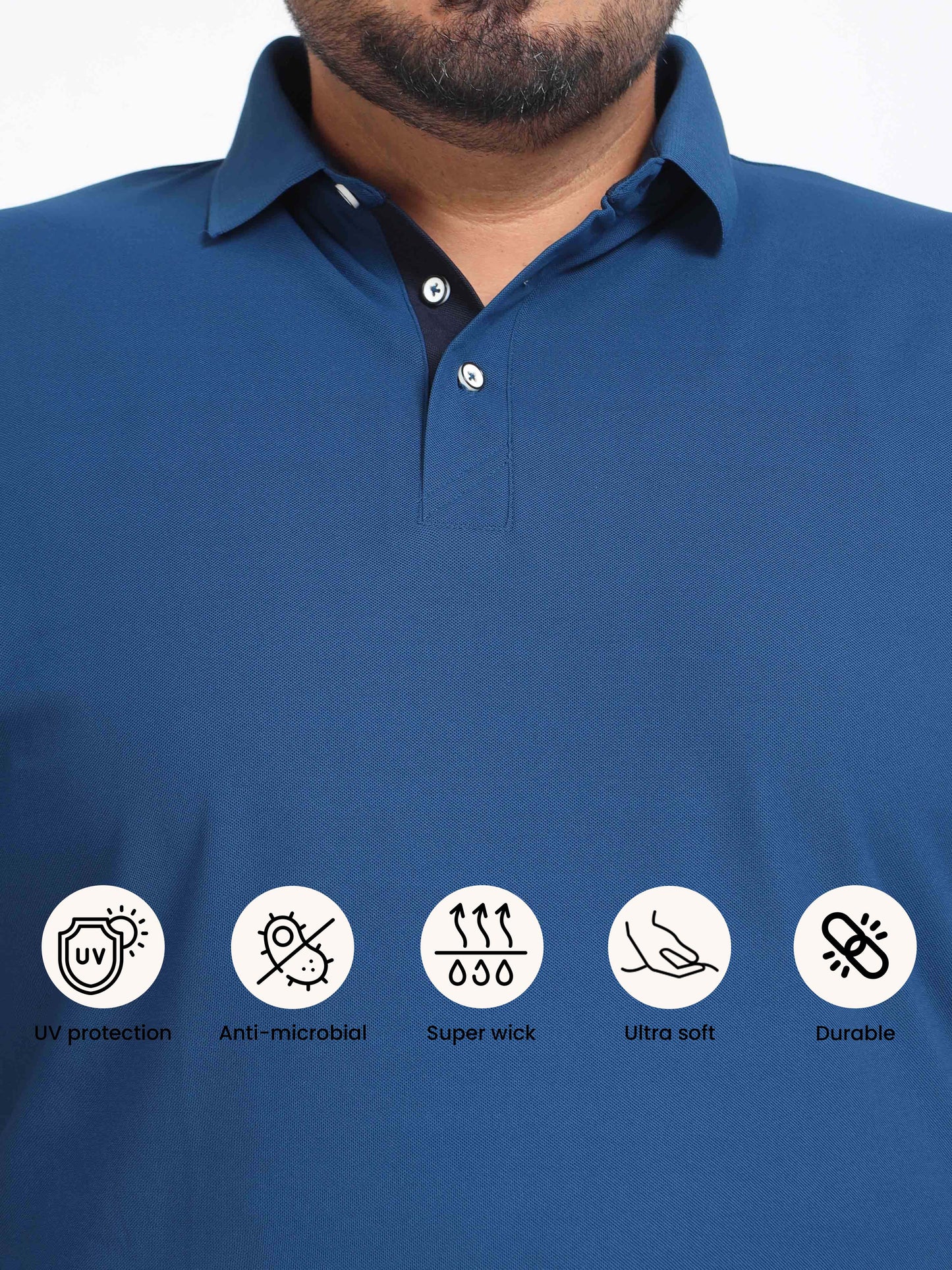 Plus Size Rama Blue Men's Polo T-shirt