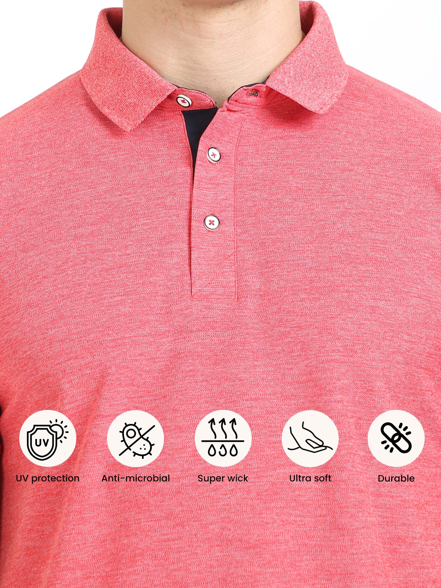Red Melange Men's Polo T-shirt