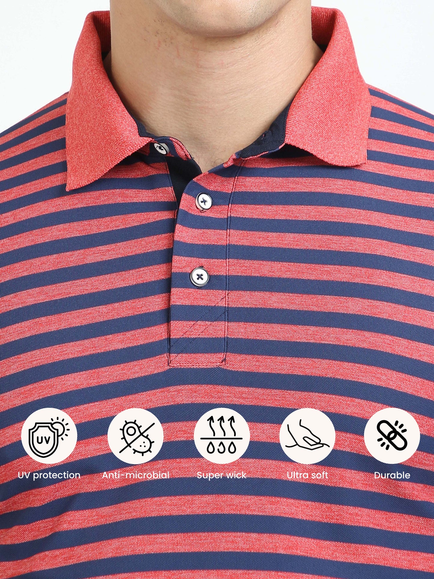 Red & Blue Stripe Men's Polo T-shirt