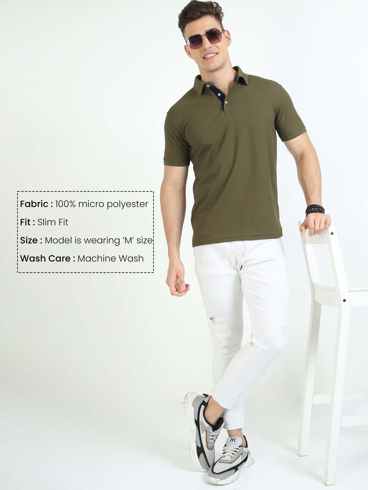 Olive Green Men's Polo T-shirt