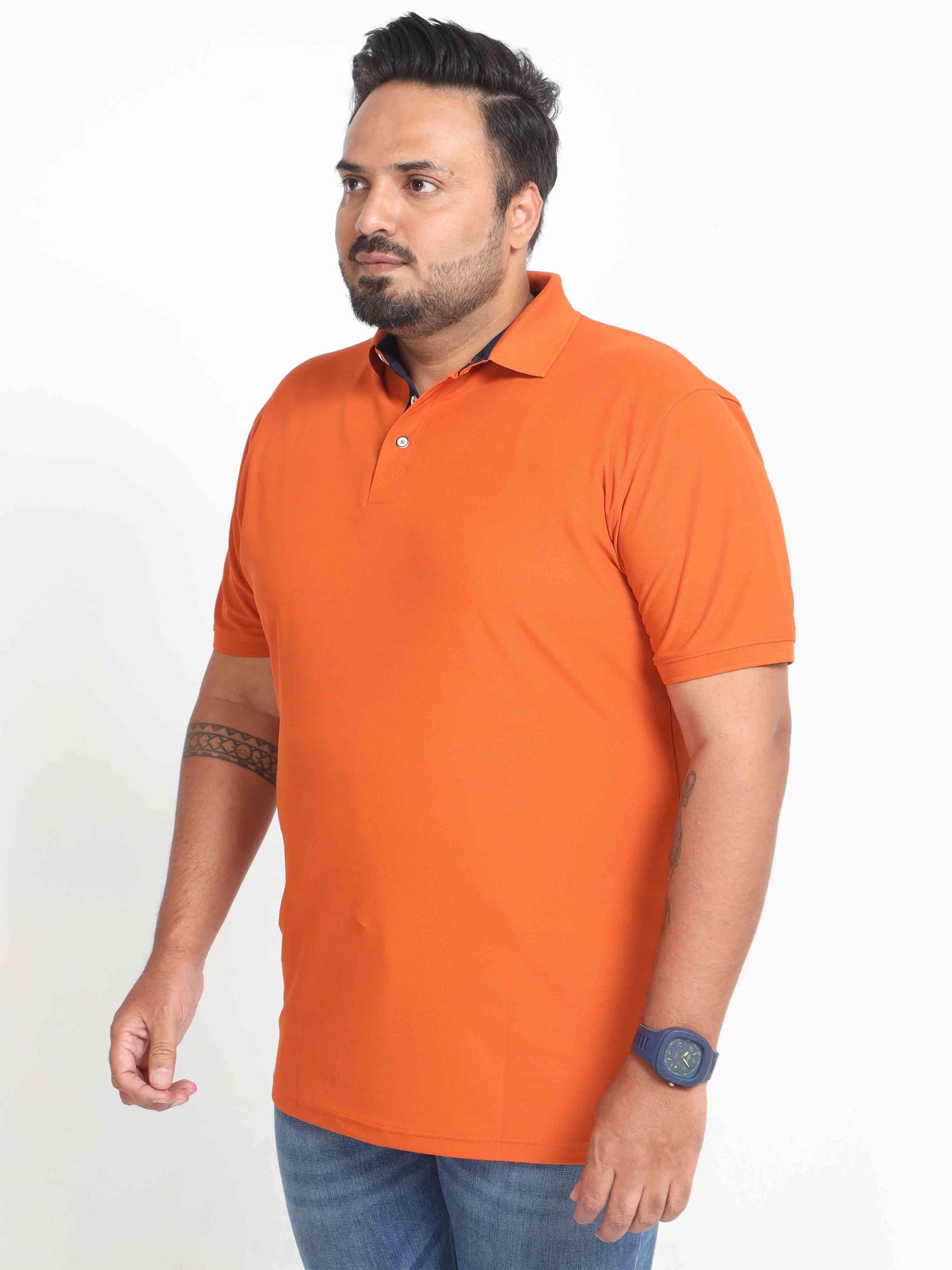 Plus Size Woddy Orange Men's Polo T-shirt