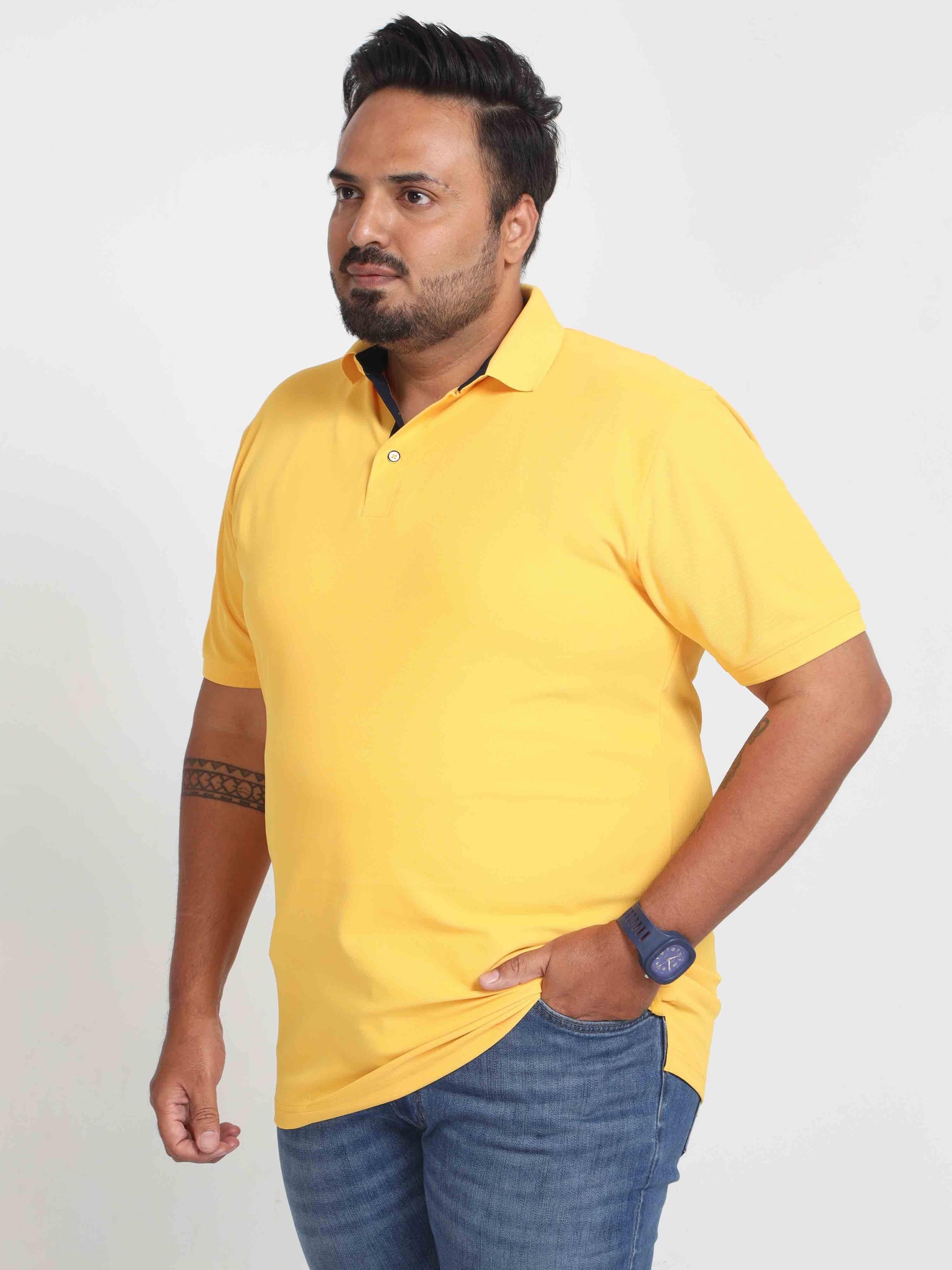 Plus Size Banana Yellow Men's Polo T-shirt