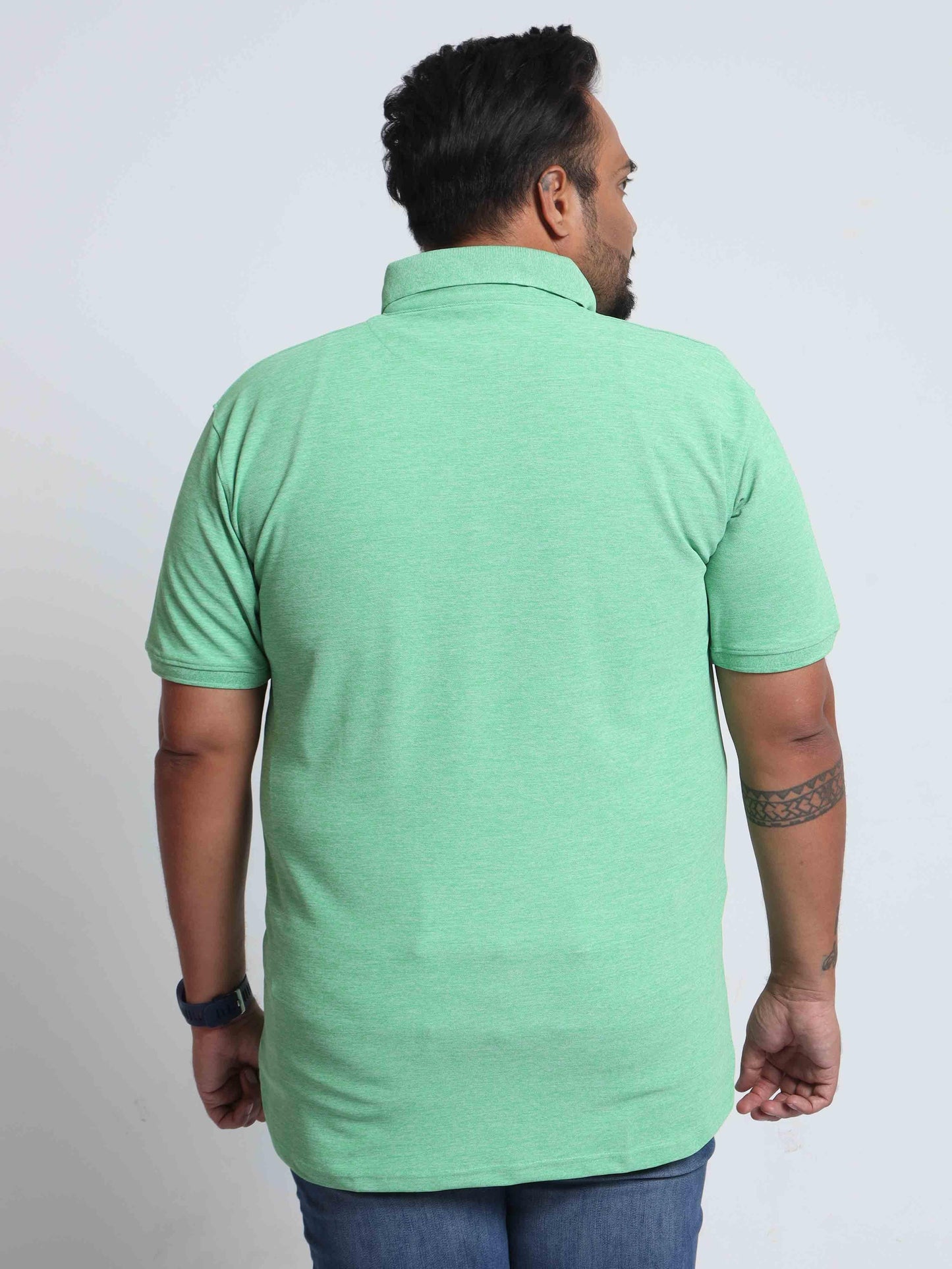 Plus Size Pista Melang Men's Polo T-shirt