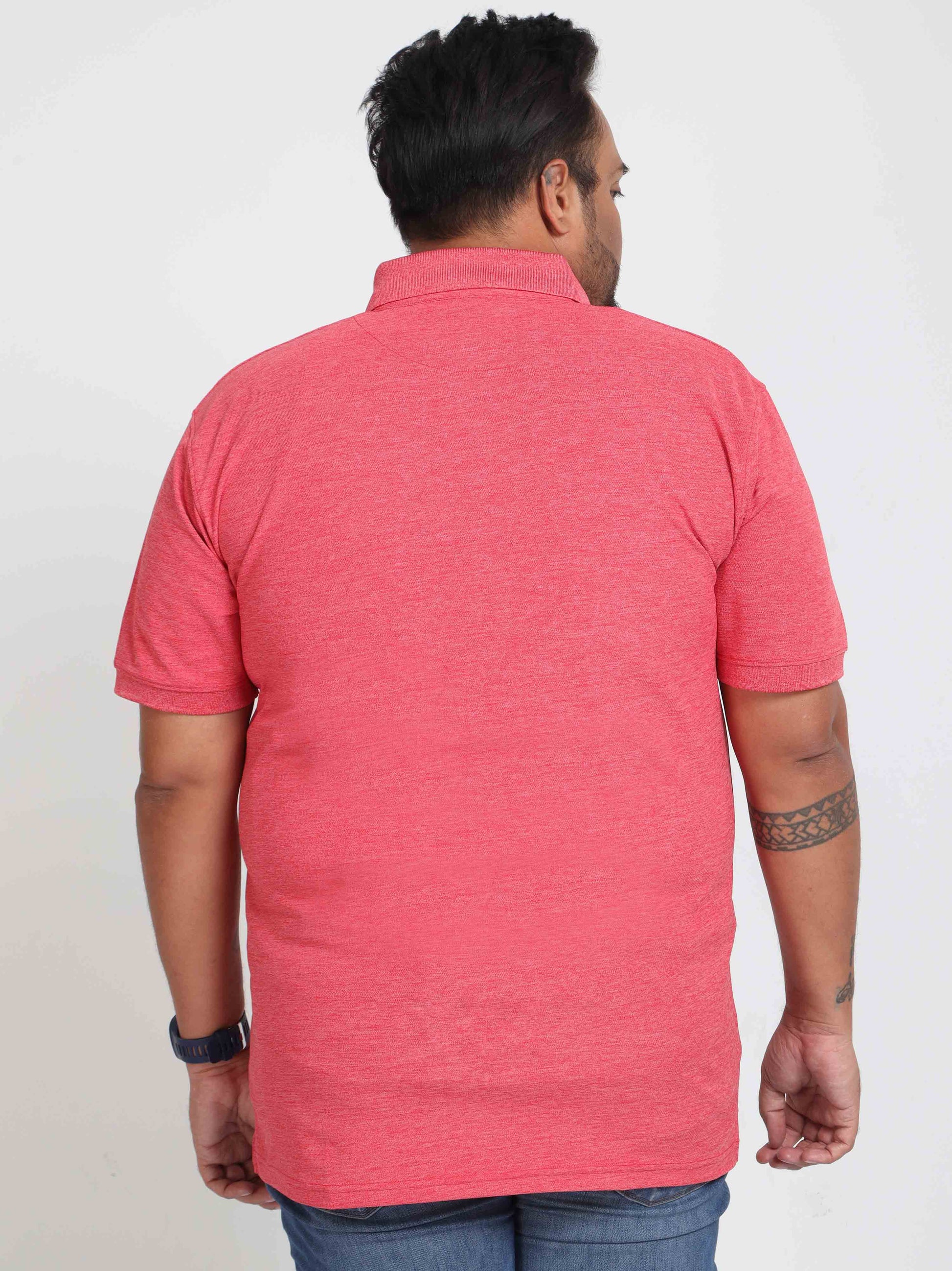 Plus Size Red Melange Men's Polo T-shirt