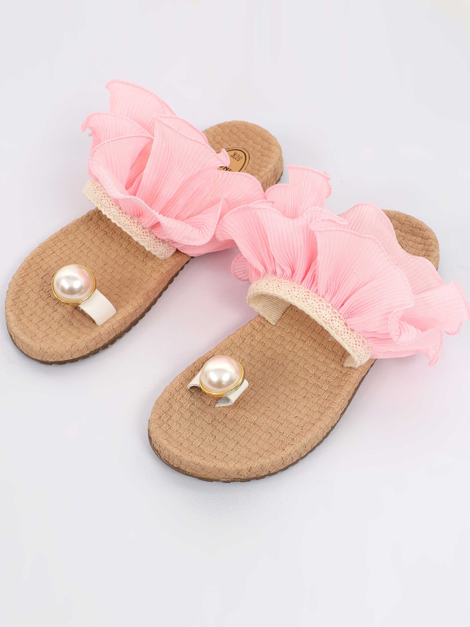 Pink Lace and pearls Footwear for Women 