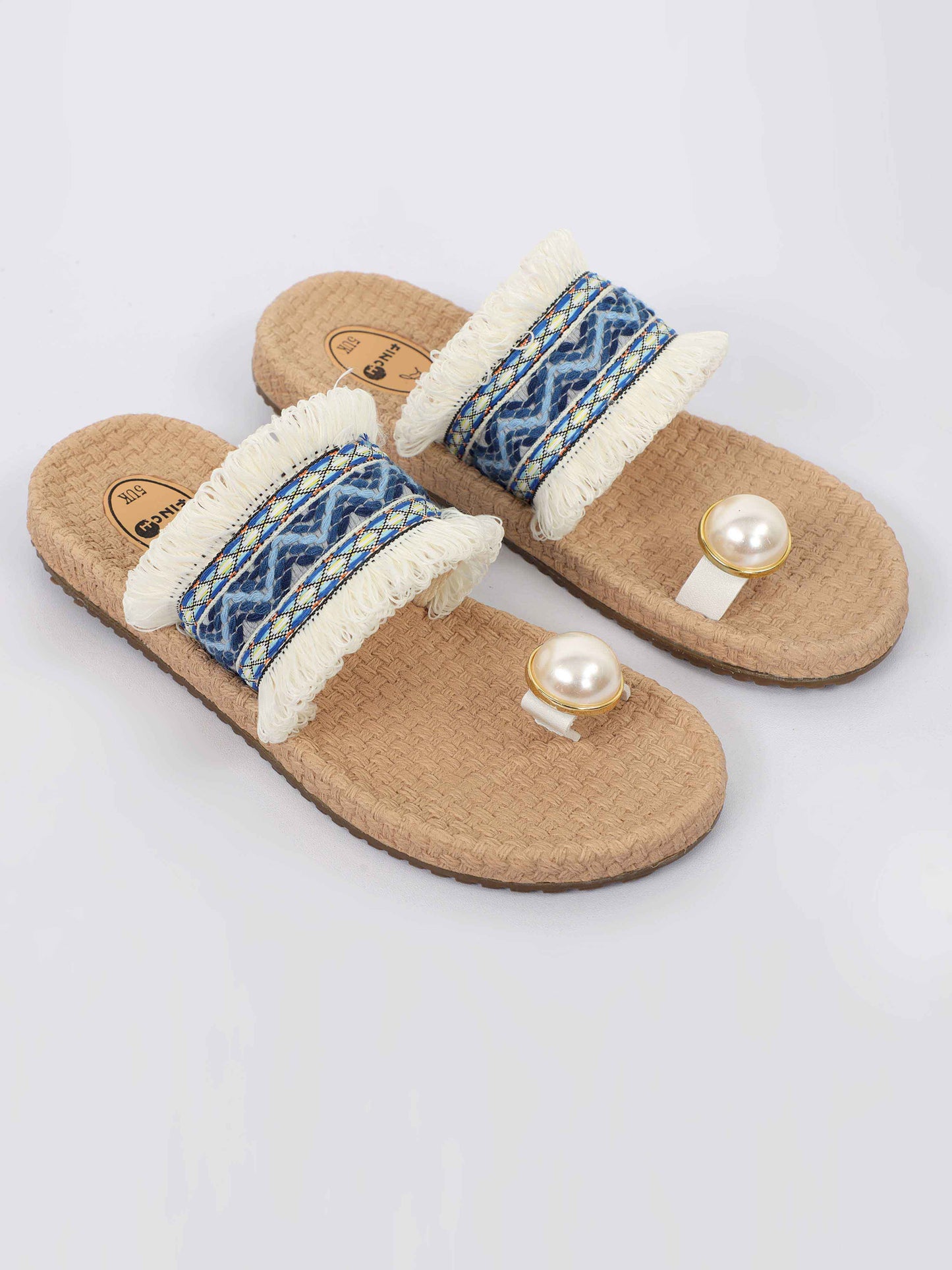 white and Blue Trendy Footwear For Women