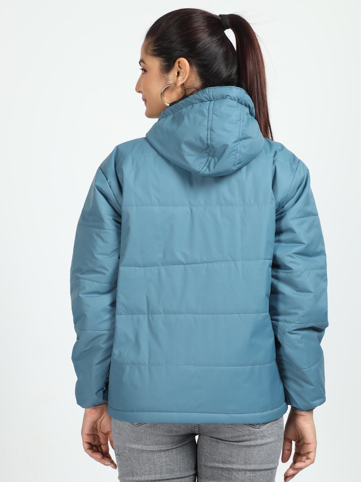 Women Air Force Blue Bomber Jacket with Hood